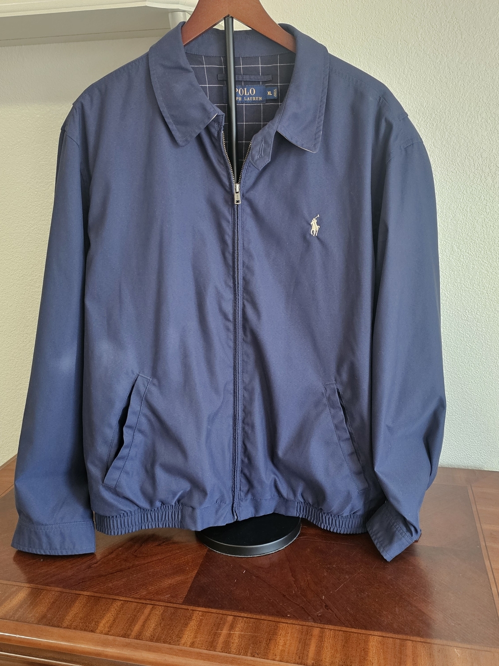 Polo Ralph Lauren Navy Lined Harrington Jacket, Size XL
